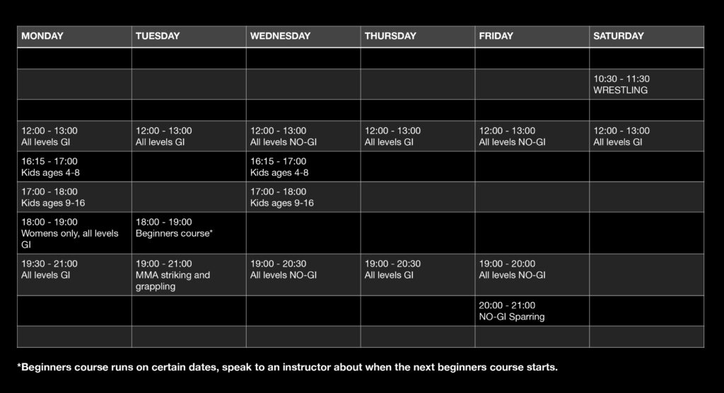 Class schedule